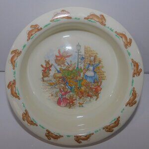 VTG Royal Doulton Bunnykins 6.25" Bowl Toppling the Fruit Cart Bone China